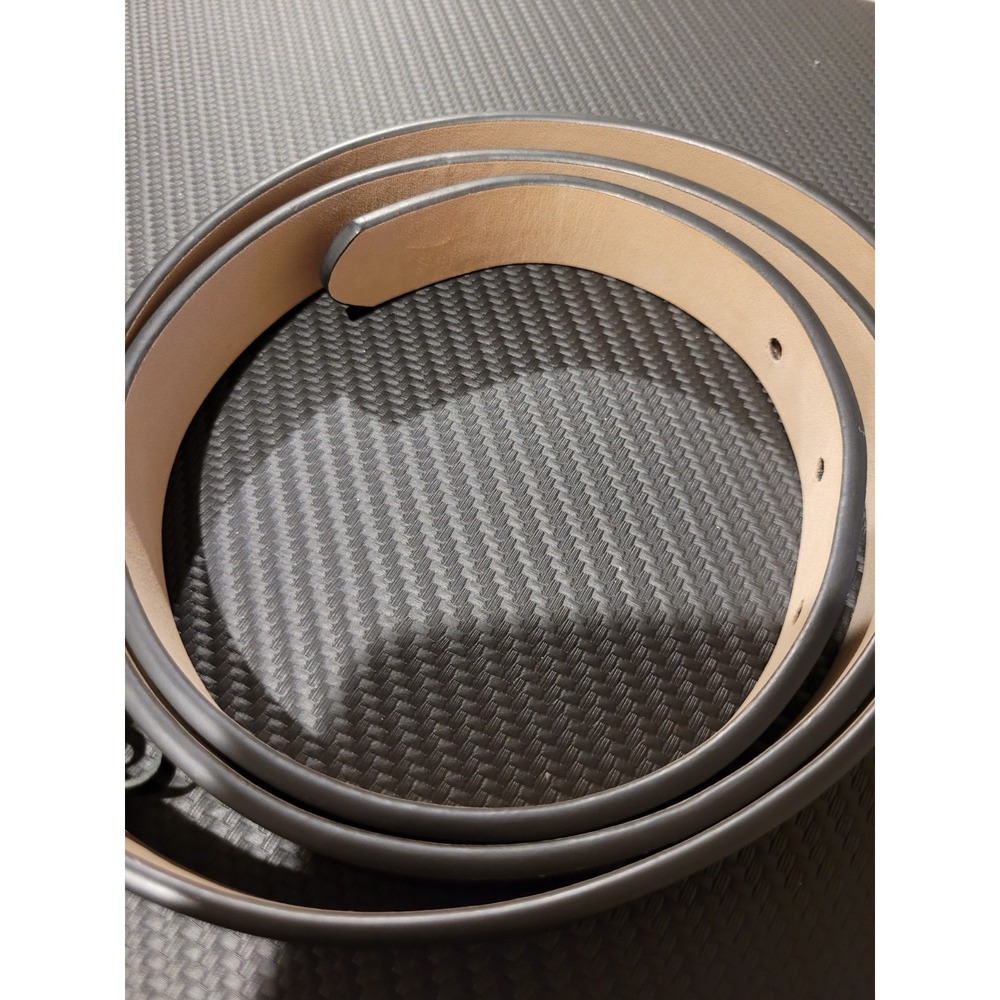 Heaven Mayhem Bean Belt-black leather with brass and sterling silver buckle